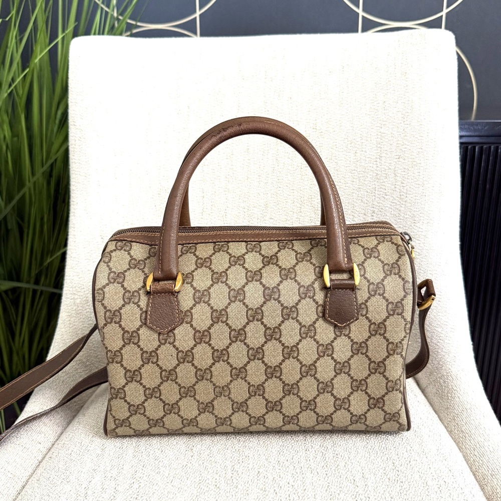 Gucci Brown GG Canvas Satchel with Green and Red Web Stripes - Picture 6 of 16